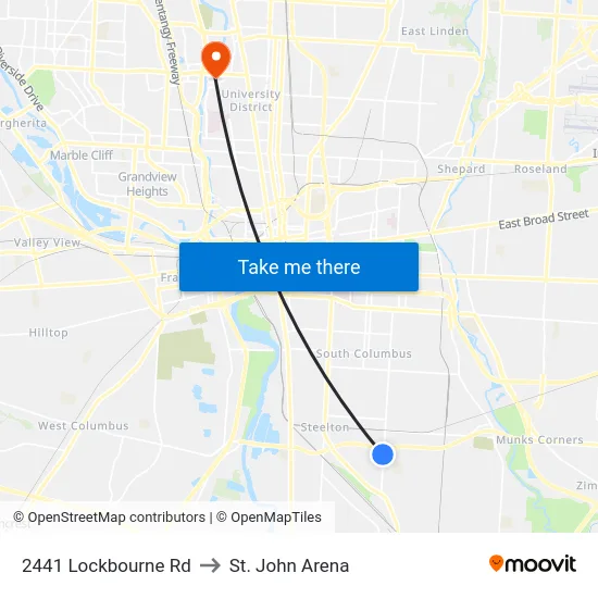 2441 Lockbourne Rd to St. John Arena map