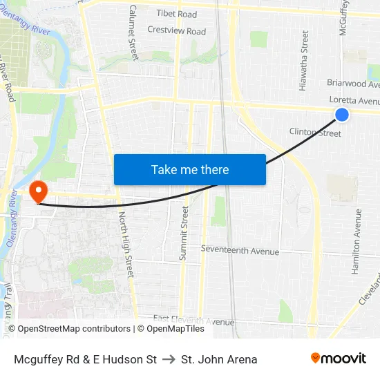 Mcguffey Rd & E Hudson St to St. John Arena map