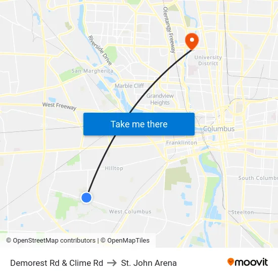 Demorest Rd & Clime Rd to St. John Arena map