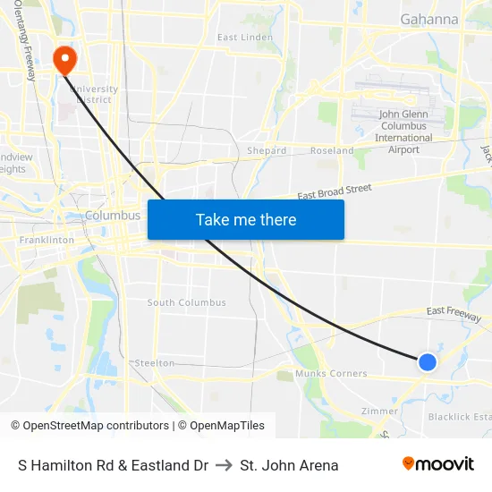 S Hamilton Rd & Eastland Dr to St. John Arena map