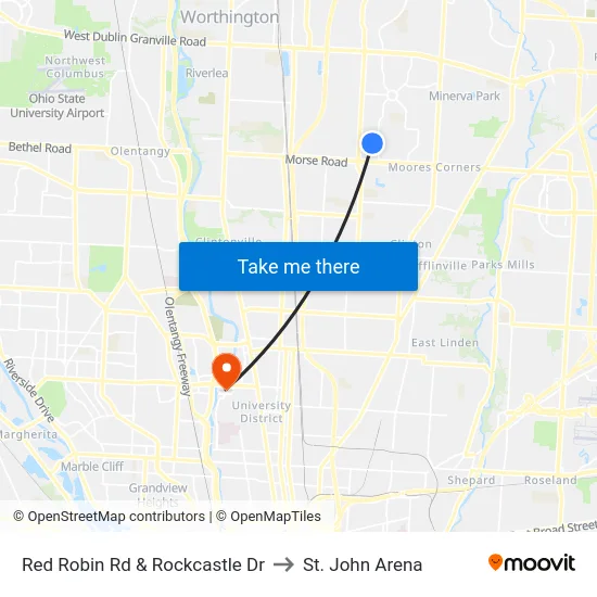 Red Robin Rd & Rockcastle Dr to St. John Arena map