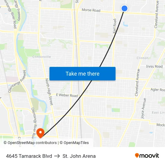 4645 Tamarack Blvd to St. John Arena map