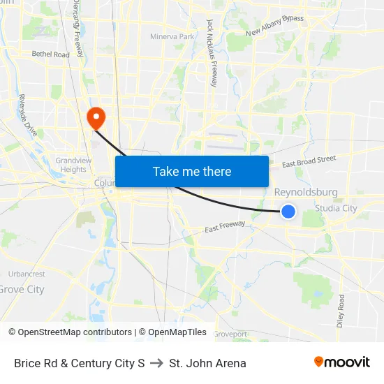 Brice Rd & Century City S to St. John Arena map