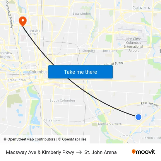 Macsway Ave & Kimberly Pkwy to St. John Arena map