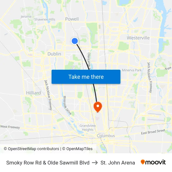 Smoky Row Rd & Olde Sawmill Blvd to St. John Arena map
