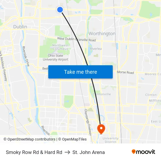 Smoky Row Rd & Hard Rd to St. John Arena map