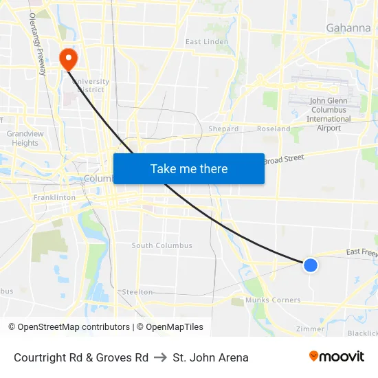 Courtright Rd & Groves Rd to St. John Arena map