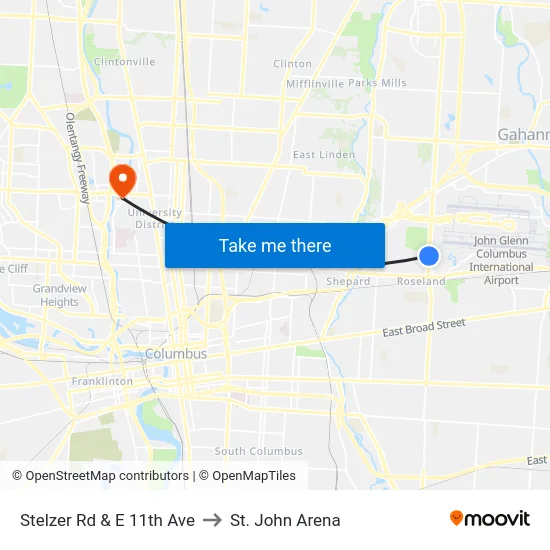 Stelzer Rd & E 11th Ave to St. John Arena map