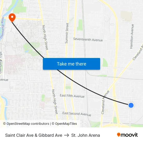 Saint Clair Ave & Gibbard Ave to St. John Arena map