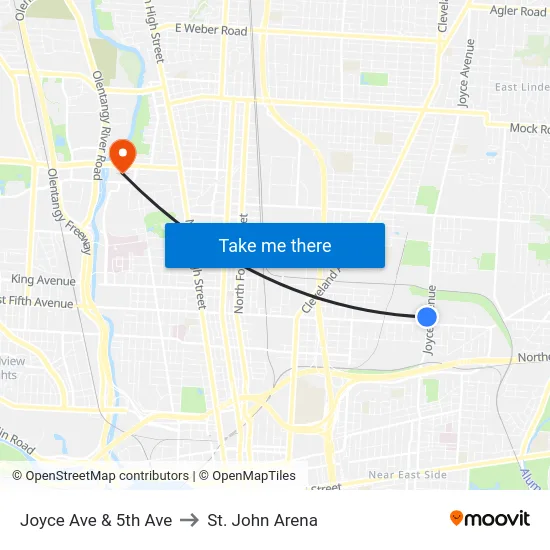 Joyce Ave & 5th Ave to St. John Arena map