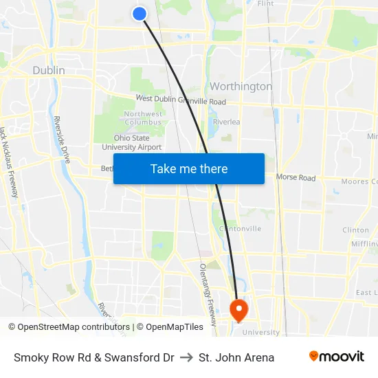 Smoky Row Rd & Swansford Dr to St. John Arena map