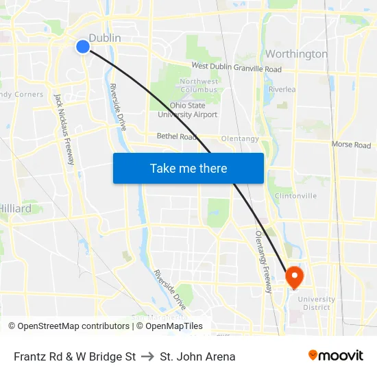 Frantz Rd & W Bridge St to St. John Arena map