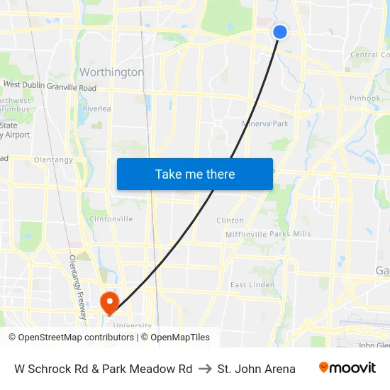 W Schrock Rd & Park Meadow Rd to St. John Arena map