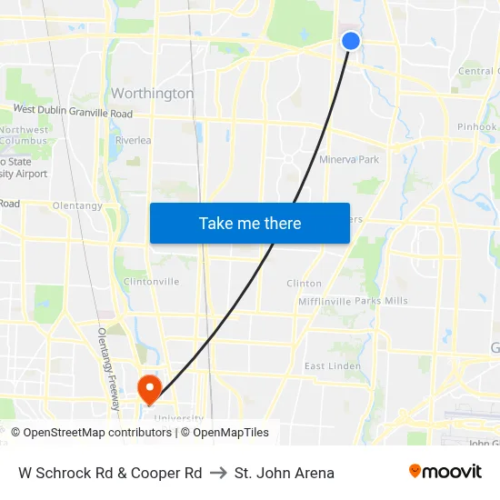 W Schrock Rd & Cooper Rd to St. John Arena map
