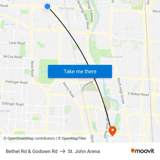 Bethel Rd & Godown Rd to St. John Arena map