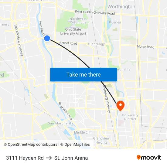 3111 Hayden Rd to St. John Arena map