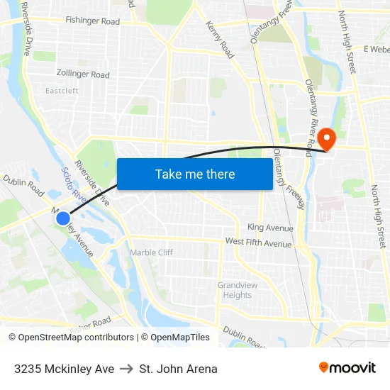 3235 Mckinley Ave to St. John Arena map