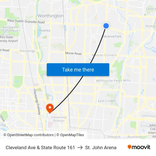 Cleveland Ave & State Route 161 to St. John Arena map