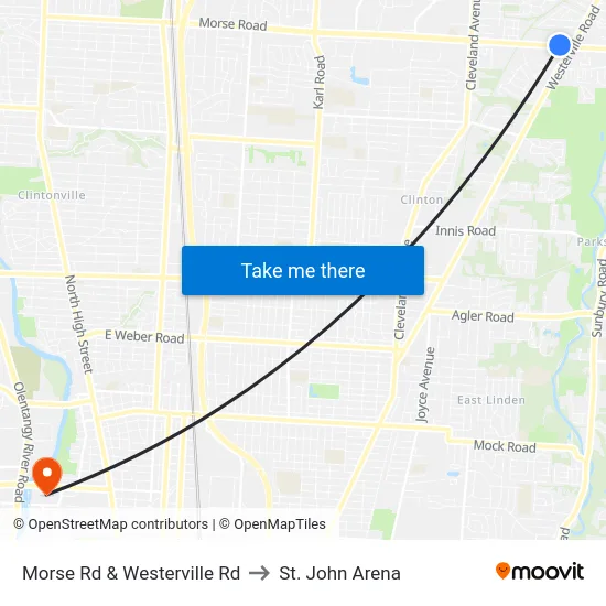 Morse Rd & Westerville Rd to St. John Arena map