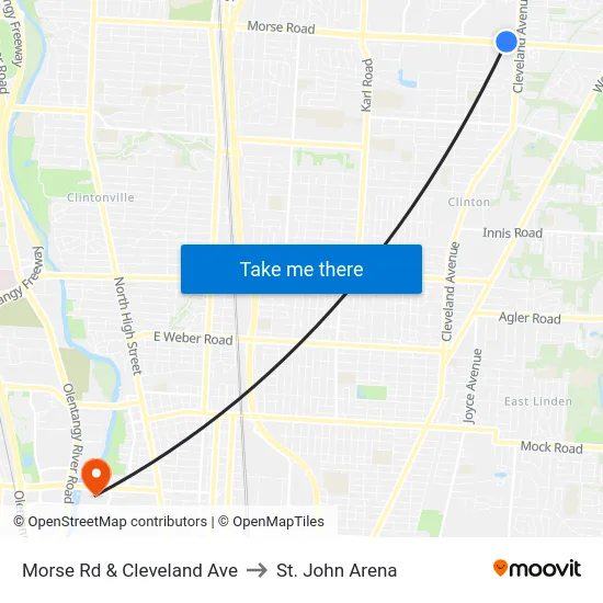 Morse Rd & Cleveland Ave to St. John Arena map