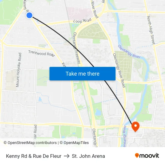 Kenny Rd & Rue De Fleur to St. John Arena map