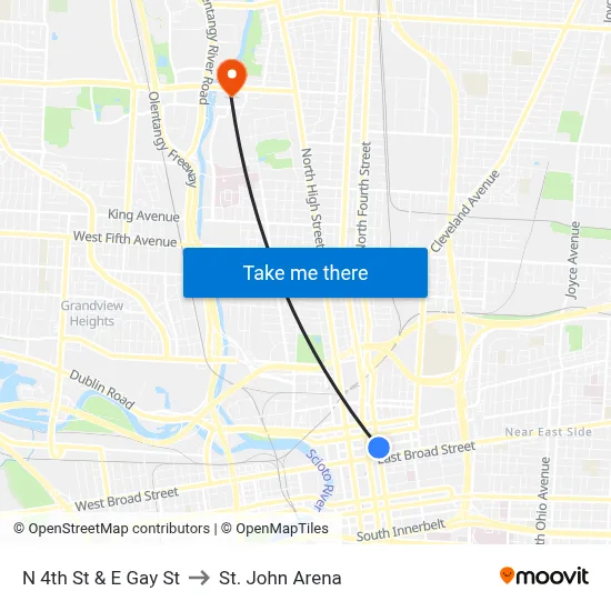 N 4th St & E Gay St to St. John Arena map