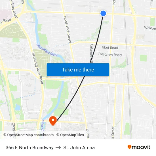 366 E North Broadway to St. John Arena map