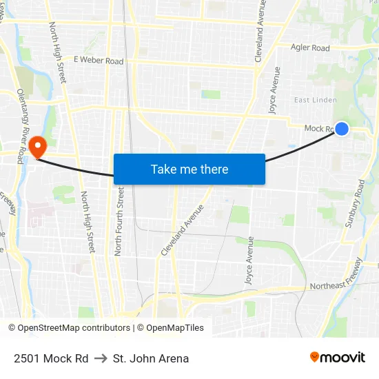 2501 Mock Rd to St. John Arena map