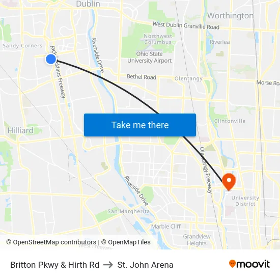Britton Pkwy & Hirth Rd to St. John Arena map