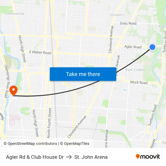 Agler Rd & Club House Dr to St. John Arena map