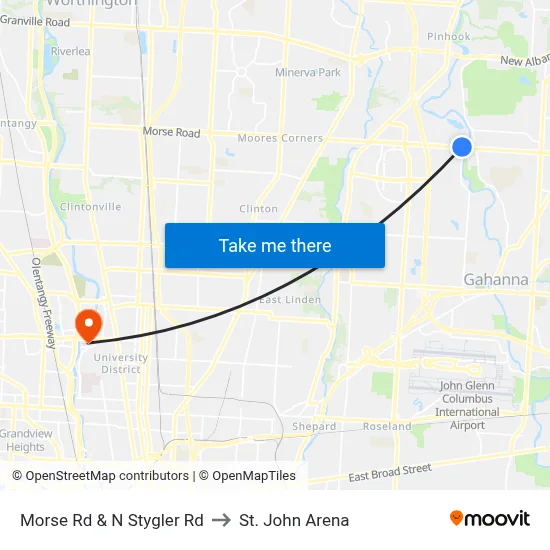 Morse Rd & N Stygler Rd to St. John Arena map
