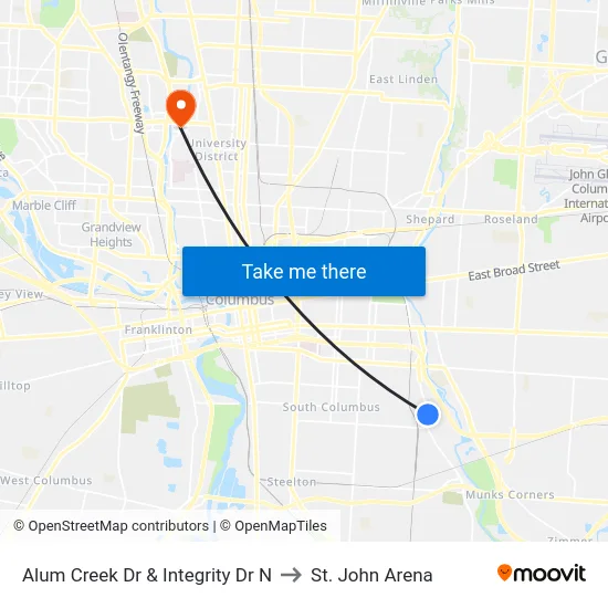 Alum Creek Dr & Integrity Dr N to St. John Arena map