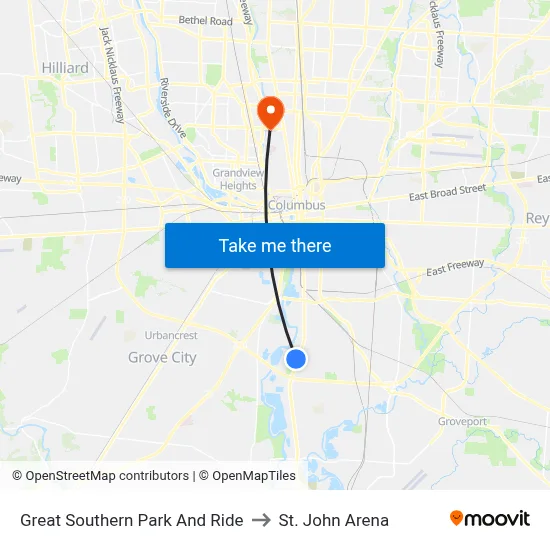 Great Southern Park And Ride to St. John Arena map