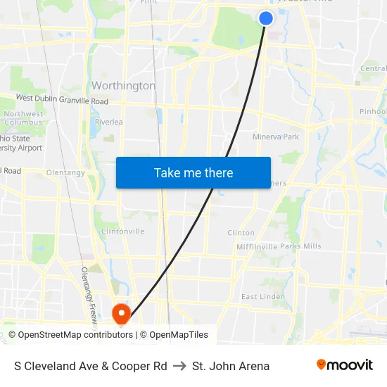 S Cleveland Ave & Cooper Rd to St. John Arena map