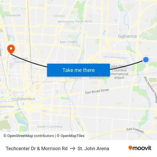 Techcenter Dr & Morrison Rd to St. John Arena map