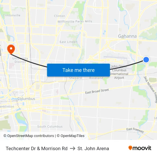 Techcenter Dr & Morrison Rd to St. John Arena map