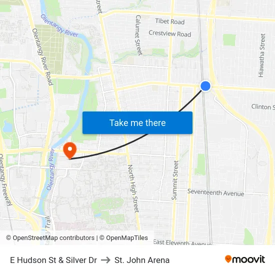 E Hudson St & Silver Dr to St. John Arena map