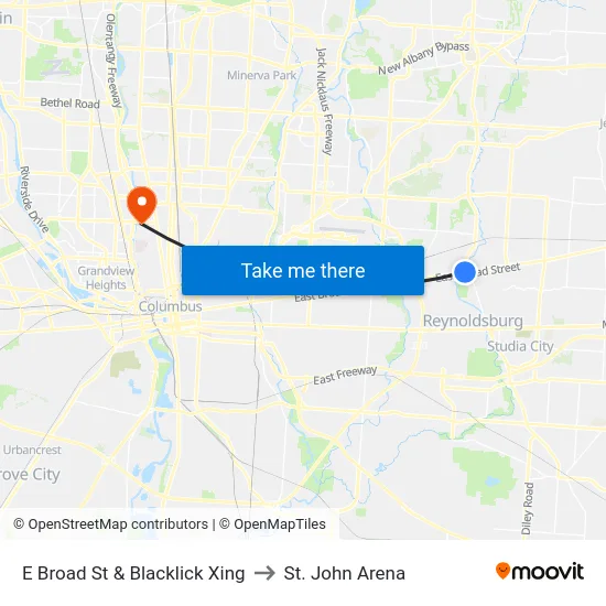 E Broad St & Blacklick Xing to St. John Arena map