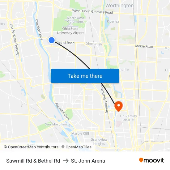 Sawmill Rd & Bethel Rd to St. John Arena map