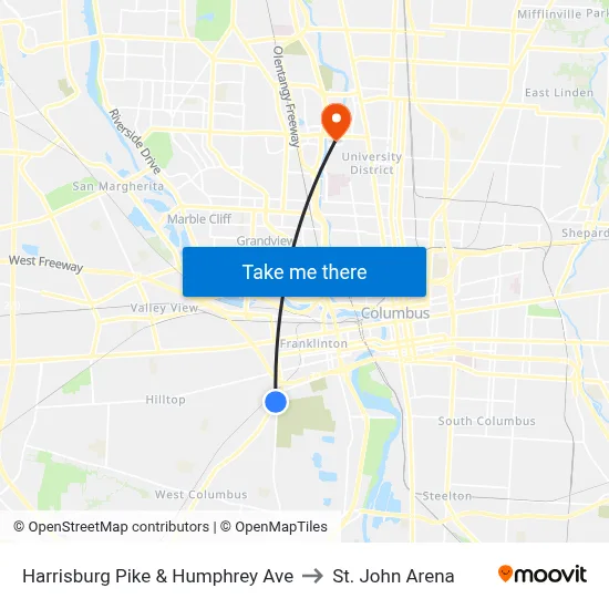 Harrisburg Pike & Humphrey Ave to St. John Arena map