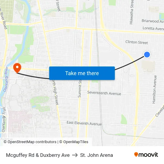 Mcguffey Rd & Duxberry Ave to St. John Arena map