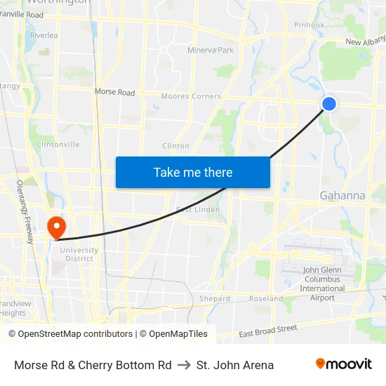 Morse Rd & Cherry Bottom Rd to St. John Arena map