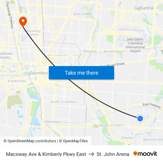 Macsway Ave & Kimberly Pkwy East to St. John Arena map