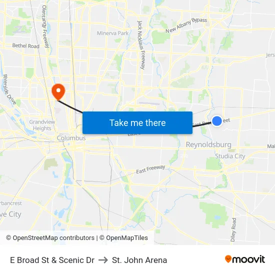 E Broad St & Scenic Dr to St. John Arena map
