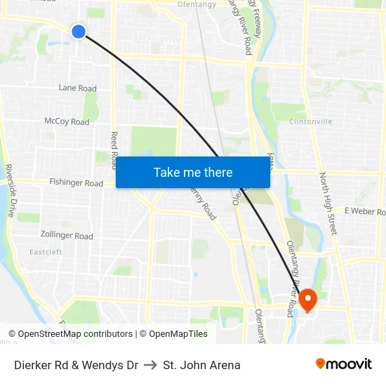 Dierker Rd & Wendys Dr to St. John Arena map