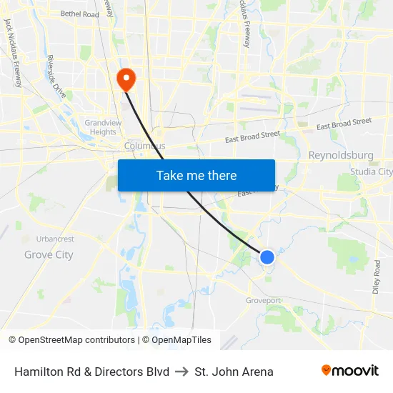 Hamilton Rd & Directors Blvd to St. John Arena map