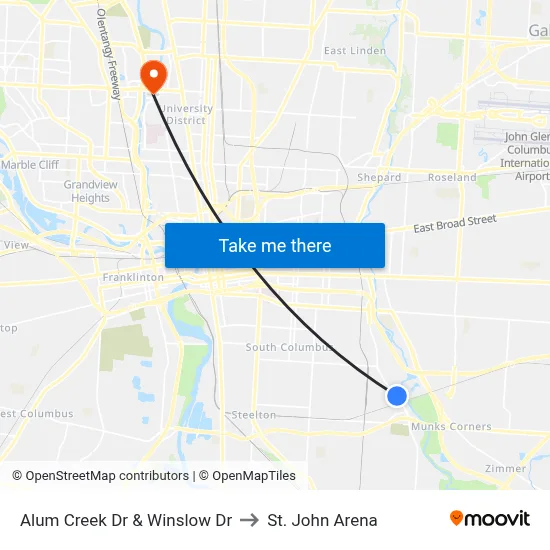 Alum Creek Dr & Winslow Dr to St. John Arena map