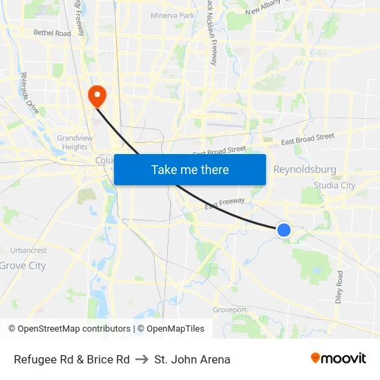 Refugee Rd & Brice Rd to St. John Arena map