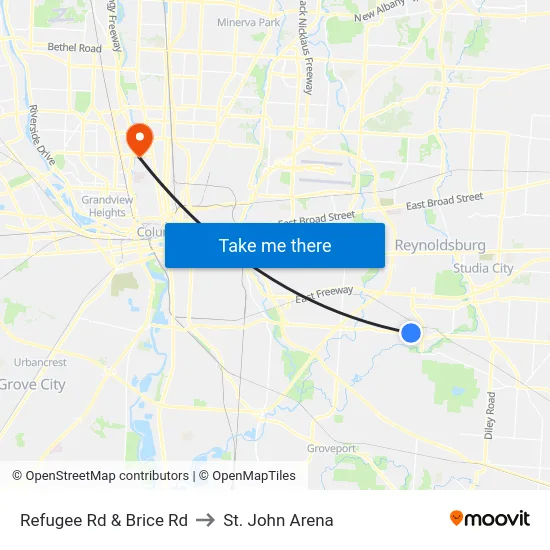 Refugee Rd & Brice Rd to St. John Arena map