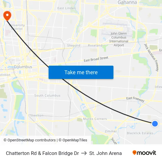 Chatterton Rd & Falcon Bridge Dr to St. John Arena map